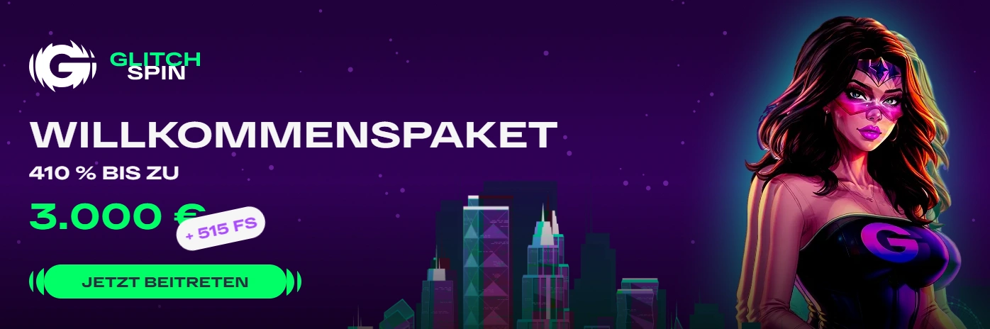 Et banner til velkomstpakken med en bonus på op til 3.000 € + 515 Freispiele