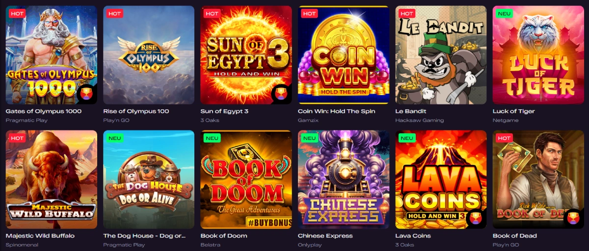 Top Spielautomaten bei GlitchSpin Casino.