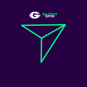 Ein Teilen-Button unter dem GlitchSpin-Logo