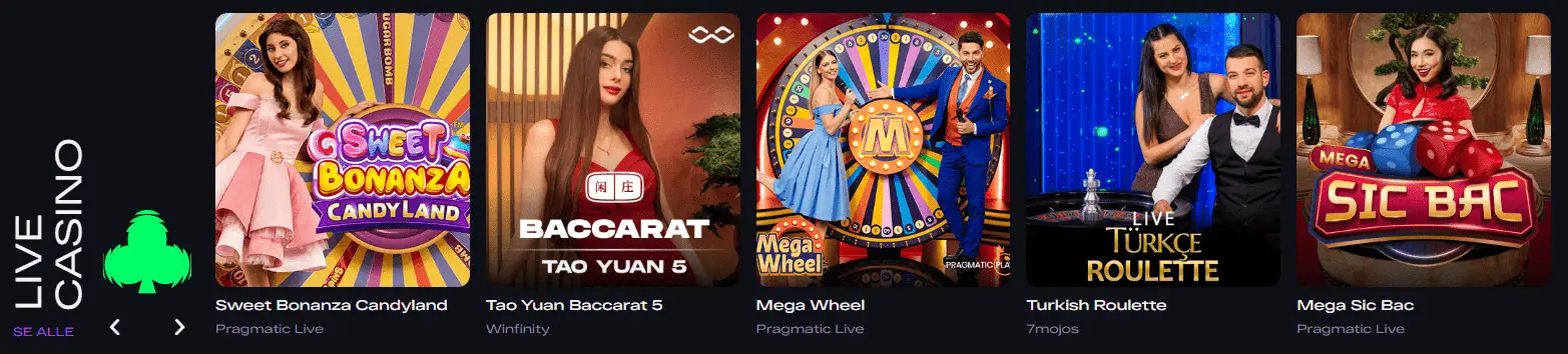 Top Live-Casino-Spiele auf der GlitchSpin-Startseite